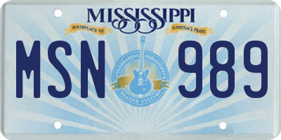 MS license plate MSN989