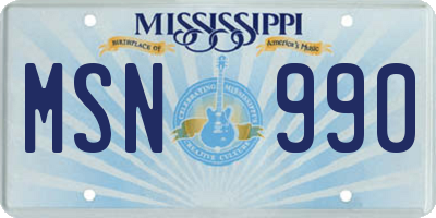 MS license plate MSN990
