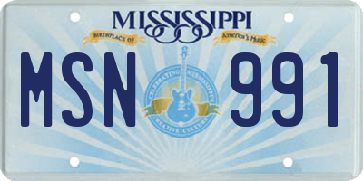 MS license plate MSN991