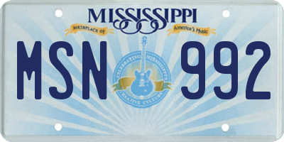 MS license plate MSN992