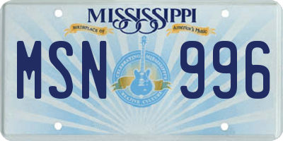 MS license plate MSN996