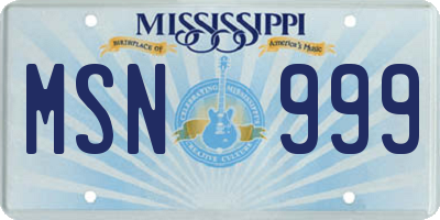 MS license plate MSN999