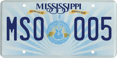 MS license plate MSO005