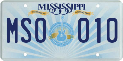 MS license plate MSO010