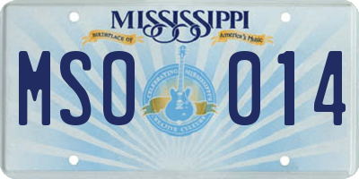MS license plate MSO014