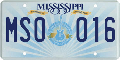 MS license plate MSO016