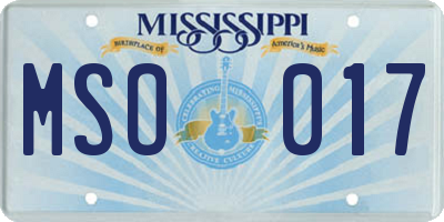 MS license plate MSO017
