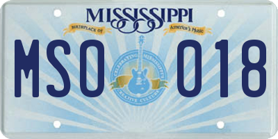 MS license plate MSO018