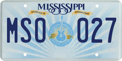 MS license plate MSO027