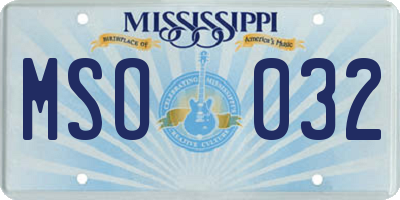 MS license plate MSO032