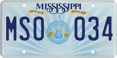 MS license plate MSO034