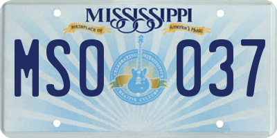 MS license plate MSO037