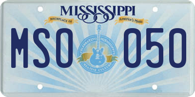 MS license plate MSO050