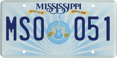 MS license plate MSO051