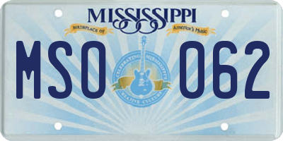 MS license plate MSO062