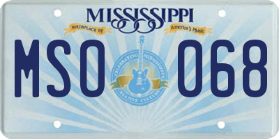MS license plate MSO068