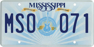 MS license plate MSO071