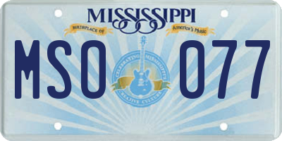 MS license plate MSO077