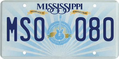 MS license plate MSO080