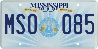 MS license plate MSO085