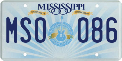 MS license plate MSO086