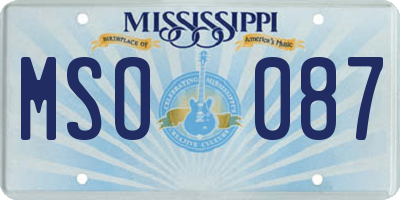 MS license plate MSO087