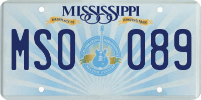 MS license plate MSO089
