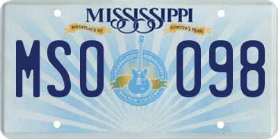 MS license plate MSO098