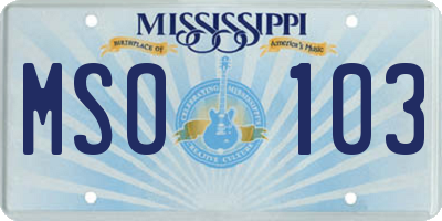 MS license plate MSO103