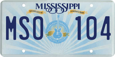 MS license plate MSO104