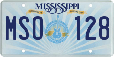 MS license plate MSO128