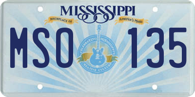MS license plate MSO135