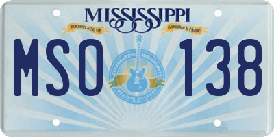 MS license plate MSO138