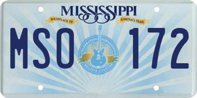 MS license plate MSO172