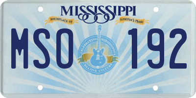 MS license plate MSO192