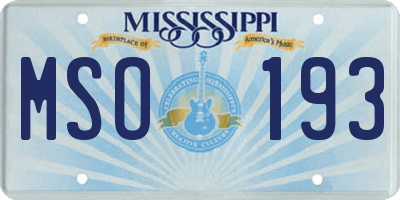 MS license plate MSO193