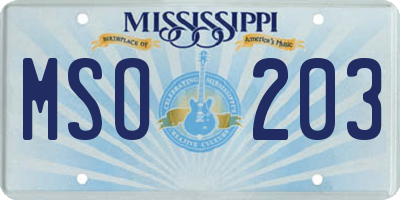 MS license plate MSO203