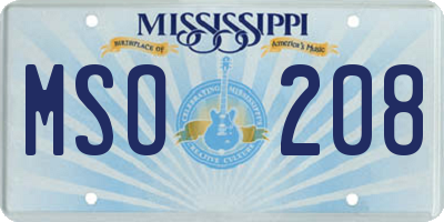 MS license plate MSO208