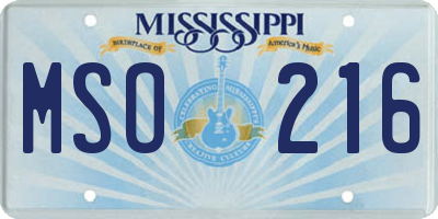 MS license plate MSO216