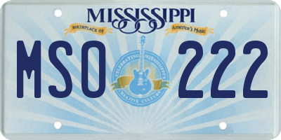 MS license plate MSO222