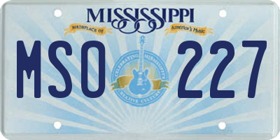 MS license plate MSO227