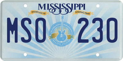 MS license plate MSO230