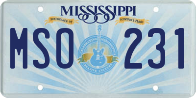 MS license plate MSO231