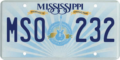 MS license plate MSO232
