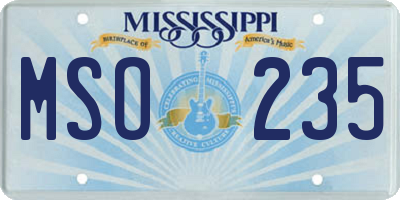 MS license plate MSO235