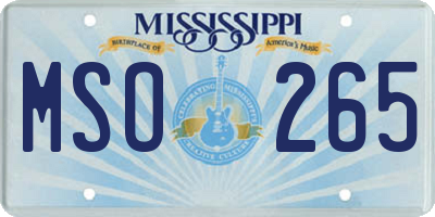 MS license plate MSO265