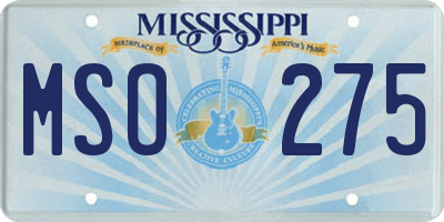 MS license plate MSO275