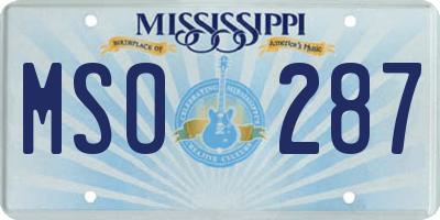 MS license plate MSO287