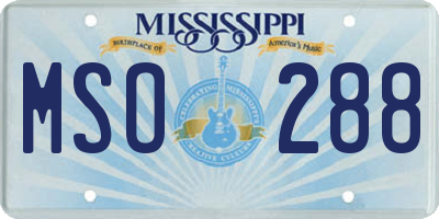 MS license plate MSO288