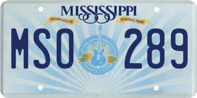 MS license plate MSO289